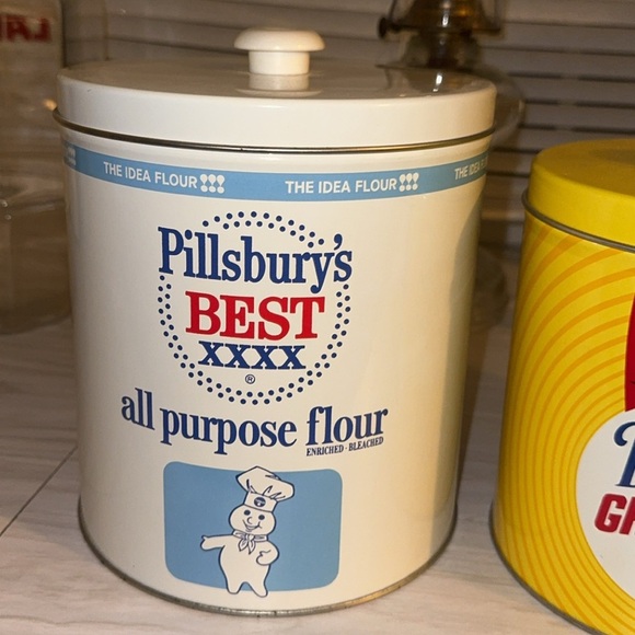 VTG J.L. Clark Metal Tin Canister Set Pillsbury, Domino, Maxwell, Lipton w/ lids - Picture 2 of 5